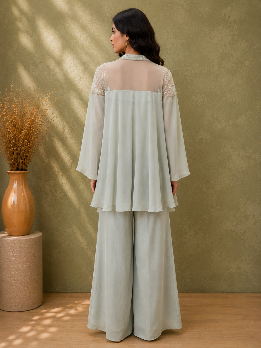 Nooré Silver Mist Crepe Silk Co-ord Set - view 2