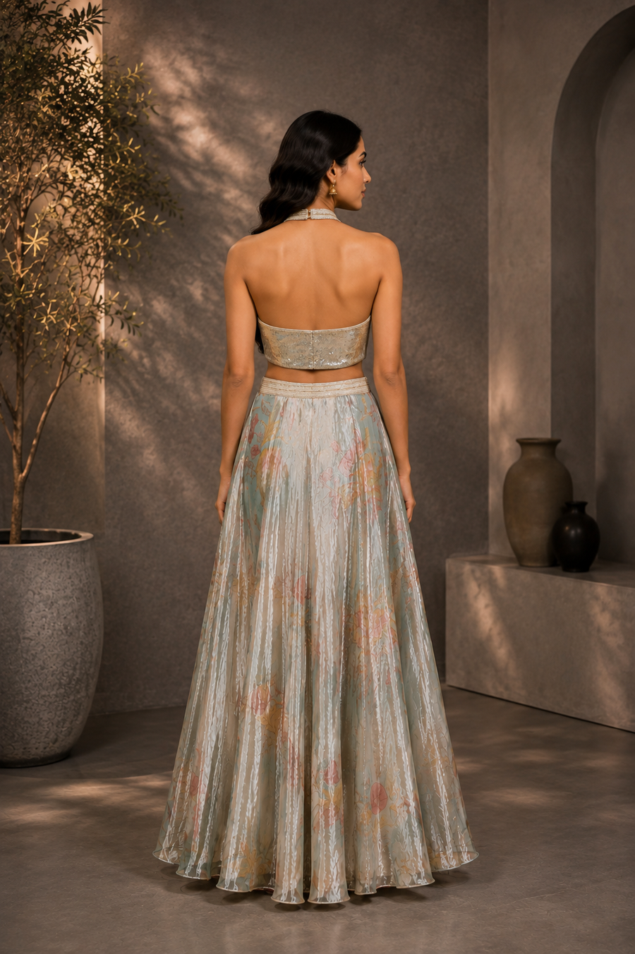 Aaina Noor Metallic Tissue Drape Set - view 2