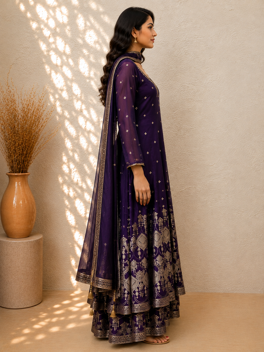 Amethyst Noor Purple Sharara Kurta Set - view 3