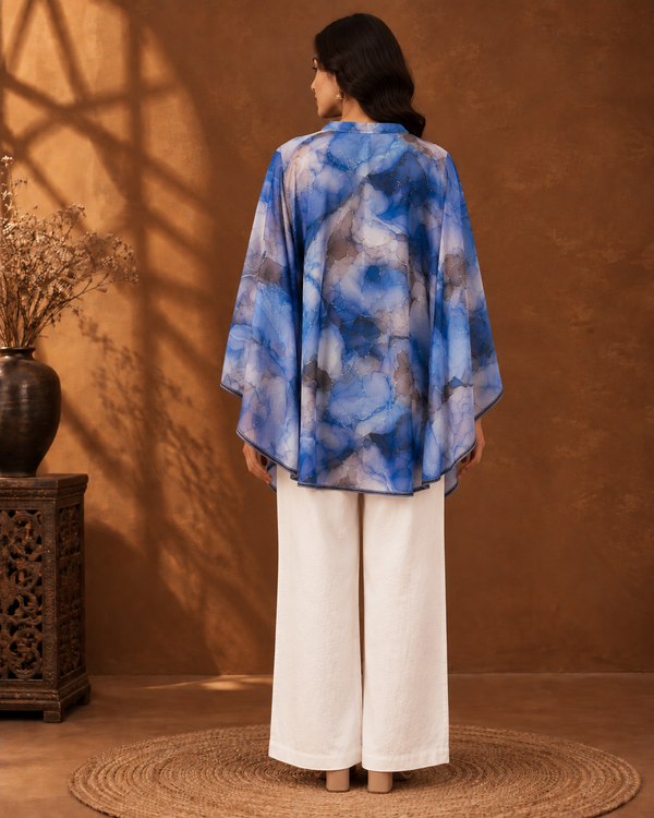 Tie-Dye Satin Draped Asymmetrical Top – Indo-Fusion Wear