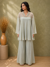 Nooré Silver Mist Crepe Silk Co-ord Set - view 1