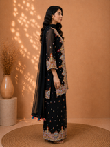 Noir Parsi Black Georgette Shirt-Kurta - view 3